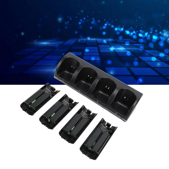 Ensemble de Chargeur de Pile pour Télécommande Wiiu, Station de Charge de Pile pour Wiiu Station de Charge 4 Ports + 4 Pack Piles de Remplacement 2800mAh + Câble USB