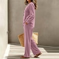 thumbnail image 5 of LYEAA Womens Velour Tracksuit Sets Two Piece Sets Long Sleeve V Neck Tops Wide Leg Pant Casual Workout Outfits, 5 of 7
