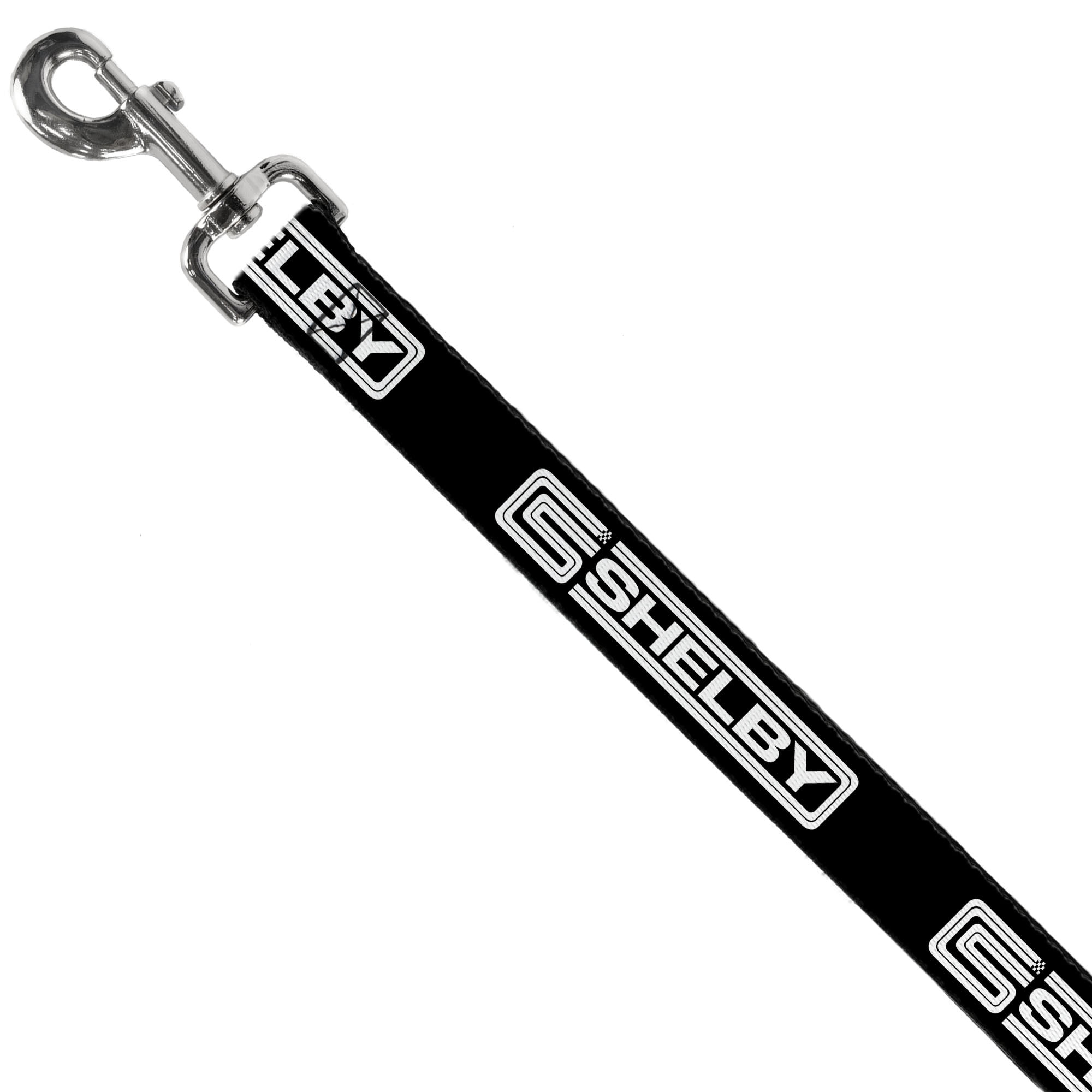 Carroll Shelby Pet Leash, Dog Leash, Carroll Shelby CS Shelby Racing Logo Block Black White, 6 Feet Long 1.0 Inch Wide