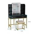 thumbnail image 3 of PAKASEPT Makeup Vanity Table Set with Square Lights Mirror, Makeup Vanity with 2 Drawer, 6 Shelves, Cushioned Stool & Built-in Light Strip for Bedroom, Bathroom,Black, 3 of 7