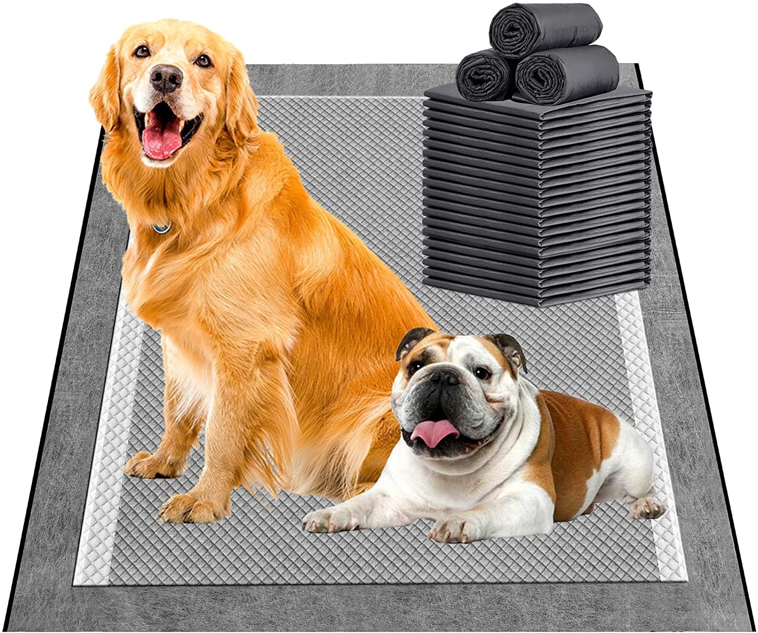 Black Charcoal Dog Pee Pads Extra Large 23x24in/28x34in/30x36in/36x36in