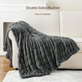 thumbnail image 2 of Battilo Dark Grey Faux Fur Throw Blanket,Fluffy Reversible Rabbit Fur Blanket for Bed Sofa,50"x60", 2 of 8