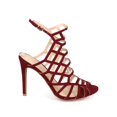 thumbnail image 2 of Wild Diva DH75 Women Suede Peep Toe Thin Strap Hollow Out Stiletto Mule Sandal, 2 of 5