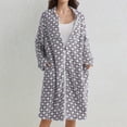 thumbnail image 4 of fheaev Flannel Robe for Women Knee Length Zipper Front Sleep Dress Winter Thick Warm Nightgown Purple,M, 4 of 7