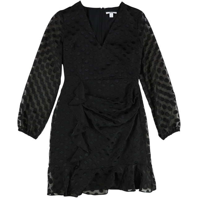bar III Robe Trapèze à Volants pour Femme, Noir, 12
