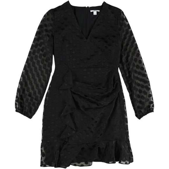 bar III Robe Trapèze à Volants pour Femme, Noir, 12