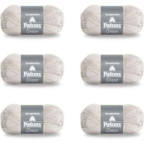 Patons Grace Clay Yarn - 6 Pack of 1.75oz/50g - Cotton - 3 DK - 136 Yards - Knitting/Crochet