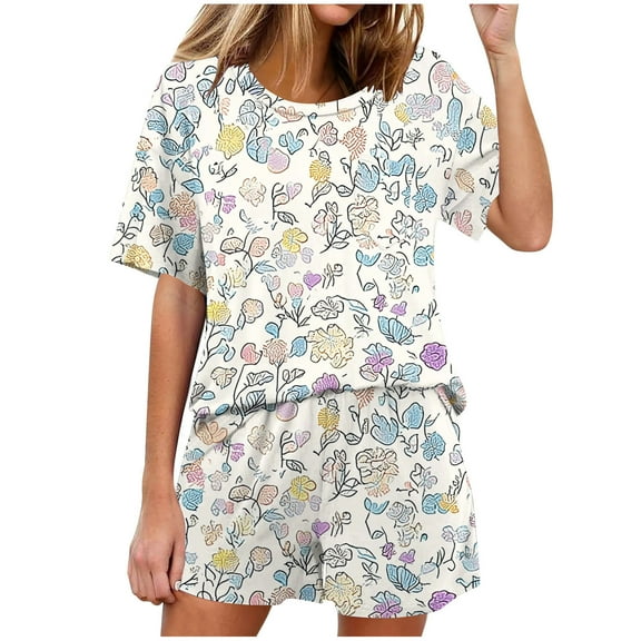 Trendy 2 Piece Sets for Women Floral Print Outfits for Women Sleepwear Sets for Women Shorts Women Pajamas Sets