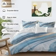 thumbnail image 5 of Abstract Marble Waves Texture Duvet Cover Set Queen Size Gradient Blue Gold Art Soft Lightweight Comforter Covers 4 Piece Bedding Set with 1 Duvet Cover 1 Bed Sheet & 2 Pillow Shams, 5 of 8