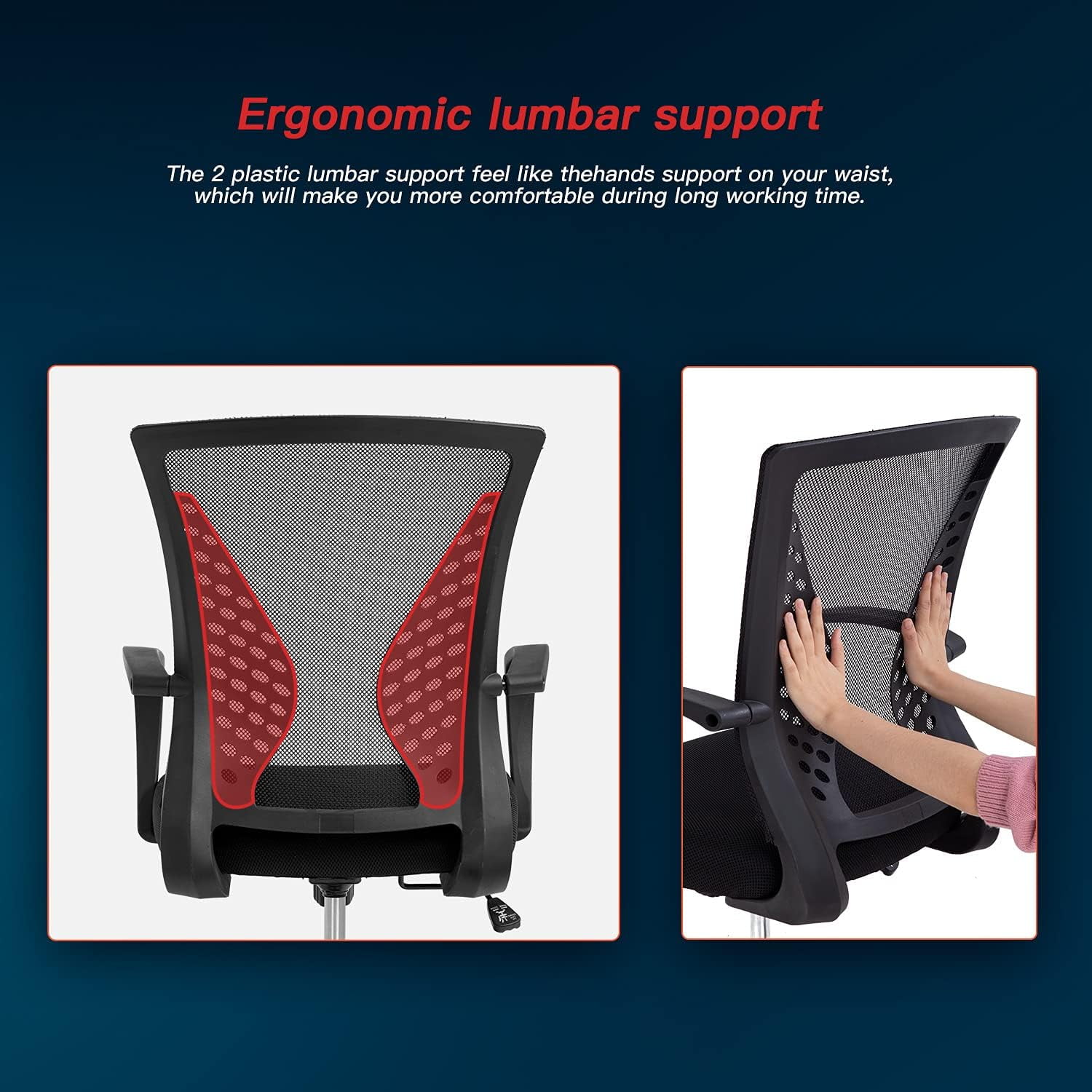 BestOffice Ergonomic Office Chair, Lumbar Support, Adjustable Height with Armrests for Adults(Black)