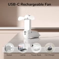 thumbnail image 2 of Handheld Mini Fan, 3 IN 1 USB Rechargeable Portable Fan [12-19 Working Hours] with Power Bank, Flashlight, Pocket Design for Travel/Summer/Concerts/Lash, Gifts for Women (White), 2 of 5