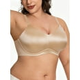 thumbnail image 2 of Deyllo Women Seamless Wireless Minimizer Bras Breathable Unlined Bralette Beige V Neck Full Coverage T-Shirt Bra Clothes Size 42D, 2 of 5
