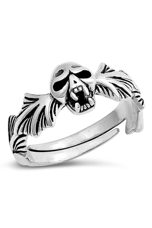 Skull Fang Biker Thumb Wrap Leaf Ring .925 Sterling Silver Band Jewelry Female Male Unisex Size 6