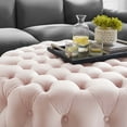 thumbnail image 5 of Round Ottoman Accent Tufted Chair , Pink, Velvet, Modern Contemporary, Living Lounge Cafe Room Hotel Lobby Hospitality, 5 of 6