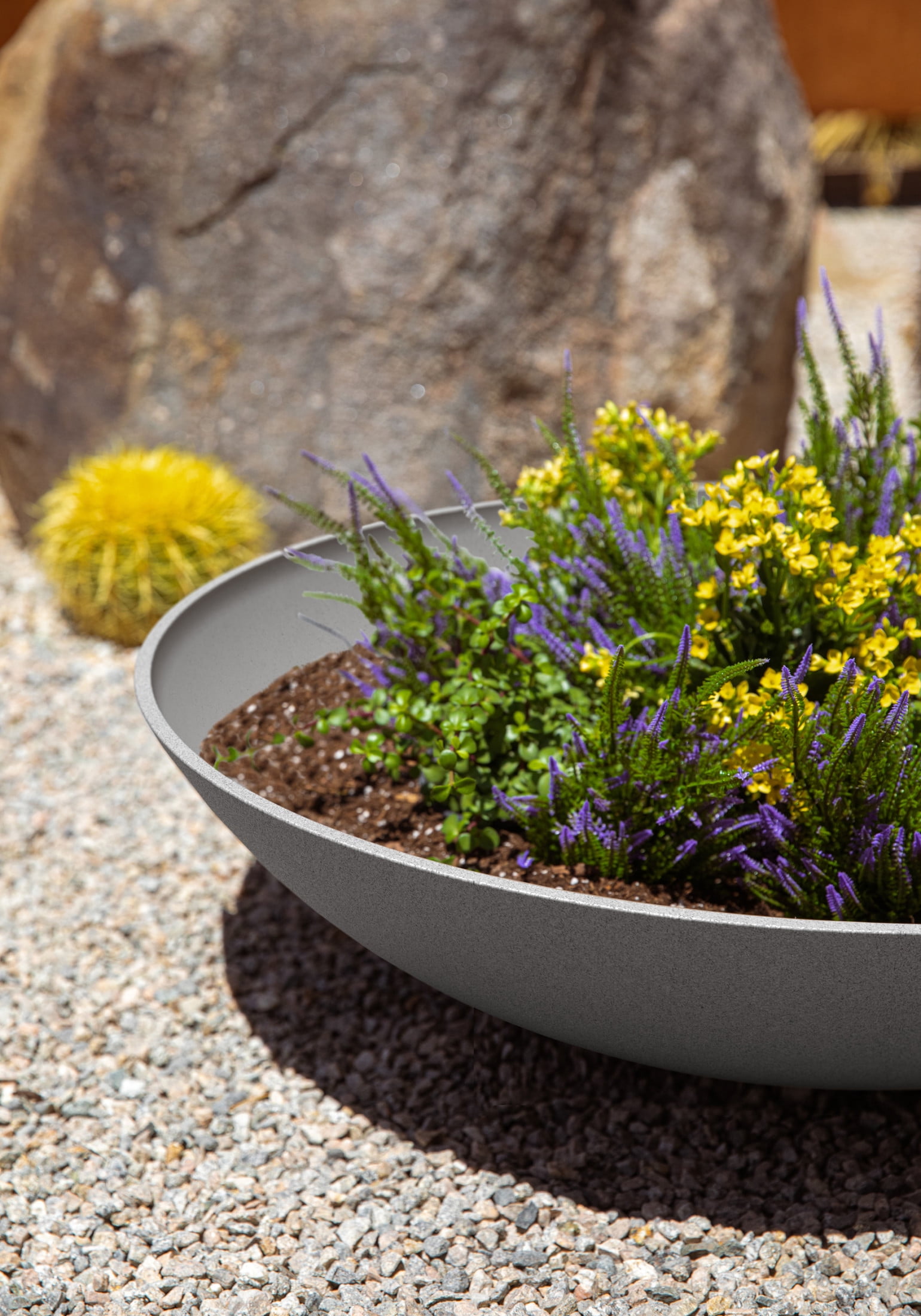 Veradek Mason Series Lane Bowl 32" Plastic-Stone Planter - Gray