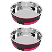 Angle View: Set of 2 Color Splash - Designer Trimond Bowl - Medium - Pink - for Dog/Cat - 28 Oz - 3.5 Cups