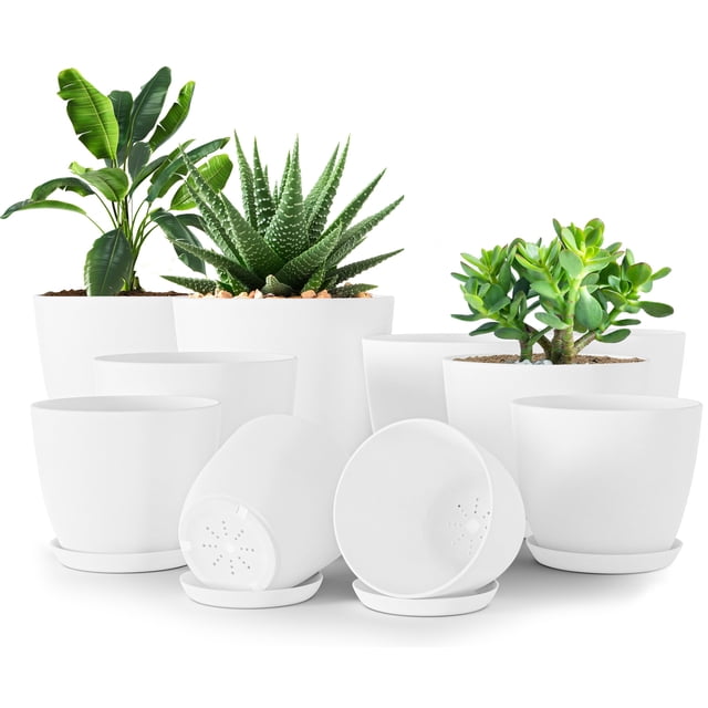 Macetas Utopia Home para interiores con drenaje, paquete de 10 unidades, color blanco