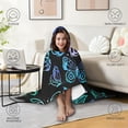thumbnail image 4 of Wearable Blanket,Blue Green Butterfly Pattern Hooded Wearable Flannel Blanket for Adults & Teens with Buckle,Winter Poncho Shawl Wrap Cape,50"x60", 4 of 5