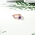 thumbnail image 4 of Gem Stone King 0.80 Ct Princess Cut Purple Amethyst White Created Sapphire 18K Rose Gold Plated Silver Ring (Size 5), 4 of 5