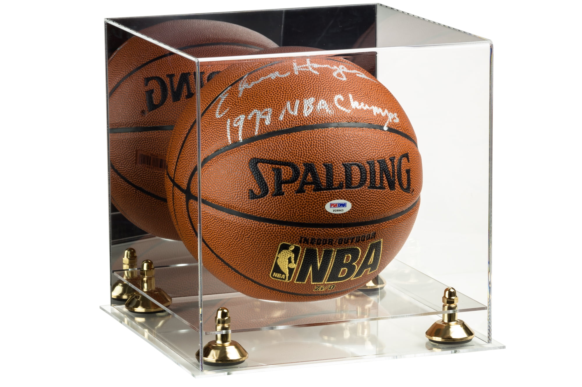 Deluxe Acrylic Full Size Basketball Display Case with Mirror, Gold