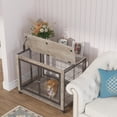 thumbnail image 3 of Syngar Dog Crate on Wheels, Wooden Dog Cage with Lockable Double Doors and Lift Top, Modern Home 2-in-1 Dog House End Table Furniture, Dog House for Small/Medium Sized Dogs, Gray, 38.58"L, 3 of 7
