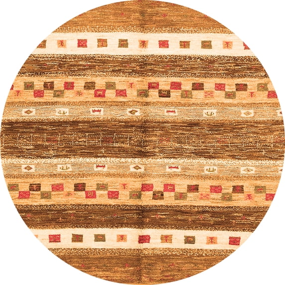 Ahgly Company Indoor Round Abstract Orange Contemporary Area Rugs, 3' Round