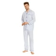 thumbnail image 5 of GLOBAL Mens 100% Cotton Pajamas Set Woven Drawstring Sleepwear Set with Top and Pants/Bottoms, 2-Piece Set, Size S, 5 of 5