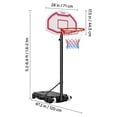 thumbnail image 6 of VEVOR Portable Basketball Stand, 5.2 to 6.9 ft Height Adjustment Basketball Hoop & Goal, Kids Adjustable Basketballs Hoop with Nylon Net & Rolling Wheels, Portable Backboard Set for Patios, Poolside, 6 of 9