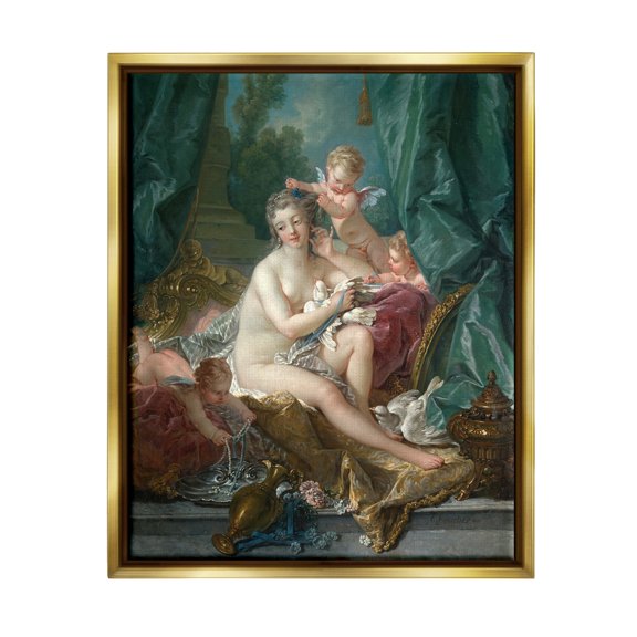 Stupell Industries The Toilette of Venus Francois Boucher Classic Painting Painting Metallic Gold Floating Framed Canvas Print Wall Art, Design by one1000paintings