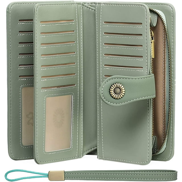 LAICAIW Women's Wallet Genuine Leather RFID Blocking Large Capacity Trifold Ladies Wallet