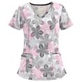 thumbnail image 3 of RKSTN Women Short Sleeve V-neck Tops Working Uniform Blouse, 3 of 4