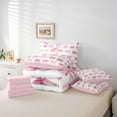 thumbnail image 5 of Erosebridal Initial Letter I Bedding Sets King Size,Bowtie Pattern Comforter Sets with Sheets,White Pink Bed in a Bag King Size For Girls,Breathable Bedroom Decoration Reversible,7-Piece, 5 of 7