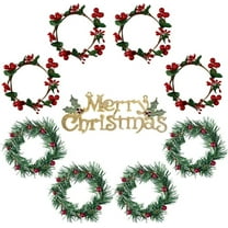 Vorkoi 8Pcs Christmas Candle Rings, Small Artificial Red Berry Wreath Candle Holder Rings, Fits 3 Inch Pillars Candle Tapers for Rustic Wedding Centerpiece Christmas Table Decoration