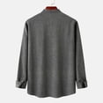 thumbnail image 4 of IROINNID On Sale Button Down Shirts for Men Autumn And Winter Stand Collar Long Sleeve Solid Color Cotton Linen Shirt Top,Olive Green, 4 of 9