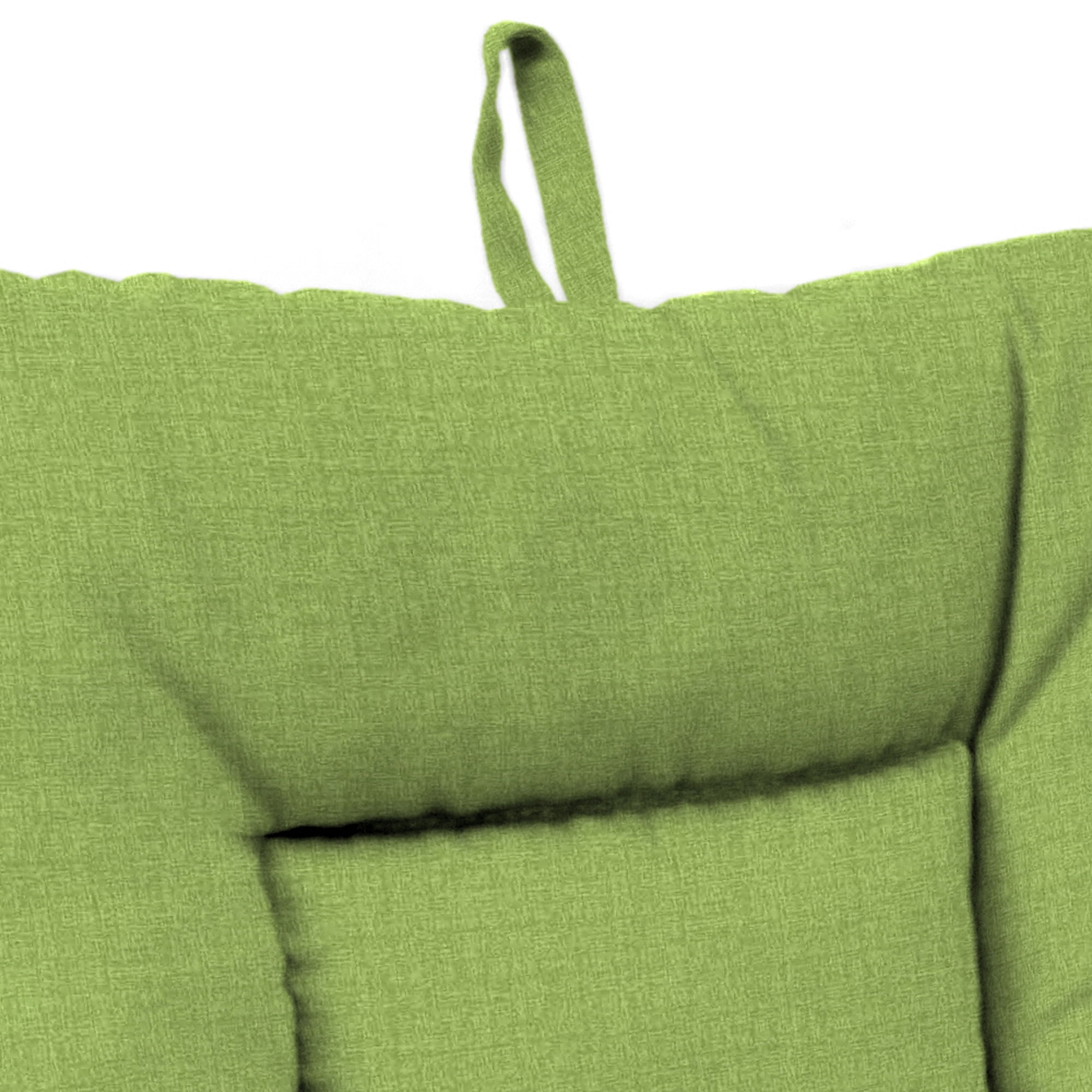 Jordan Manufacturing 38" x 21" McHusk Leaf Green Crosshatch Rectangular Outdoor Wrought Iron Chair Cushion with Ties and Hanger Loop