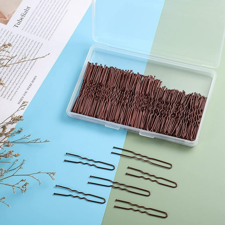 200Pcs U Shaped Hair Pins - 2.4in Brown Hair Pins for Buns - U Pins for  Hair Bun, Perfect Hairstyle Accessories for Women and Girls.