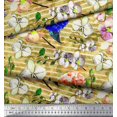 thumbnail image 2 of Soimoi Poly Georgette Tissu Rayure & Orchidée Floral Impression Couture Tissu Yard 42 Pouces de Large, 2 of 3