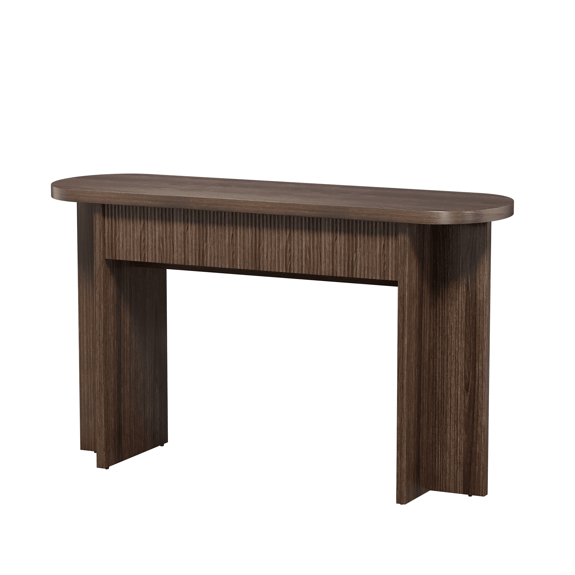 Mintazer 55" Fluted Console Table with 2 Drawers, Modern Entryway Tables with Storage, Sofa Table for Entryway Hallway Living Room, Brown
