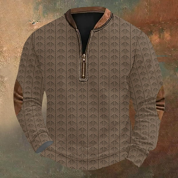 Blusas y camisas de manga larga con cuello redondo Sudadera con capucha de cuello redondo para hombre Jersey estampado Blusa de poliéster de manga larga para hombre