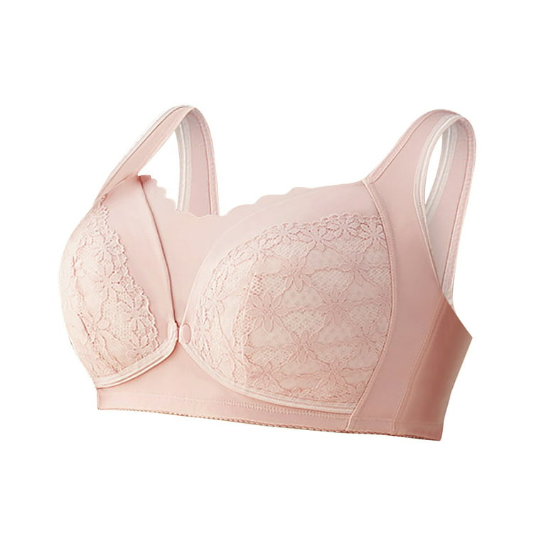 CLZOUD Wide Band Bras for Women Pink Ladies' Solid Breastfeeding
