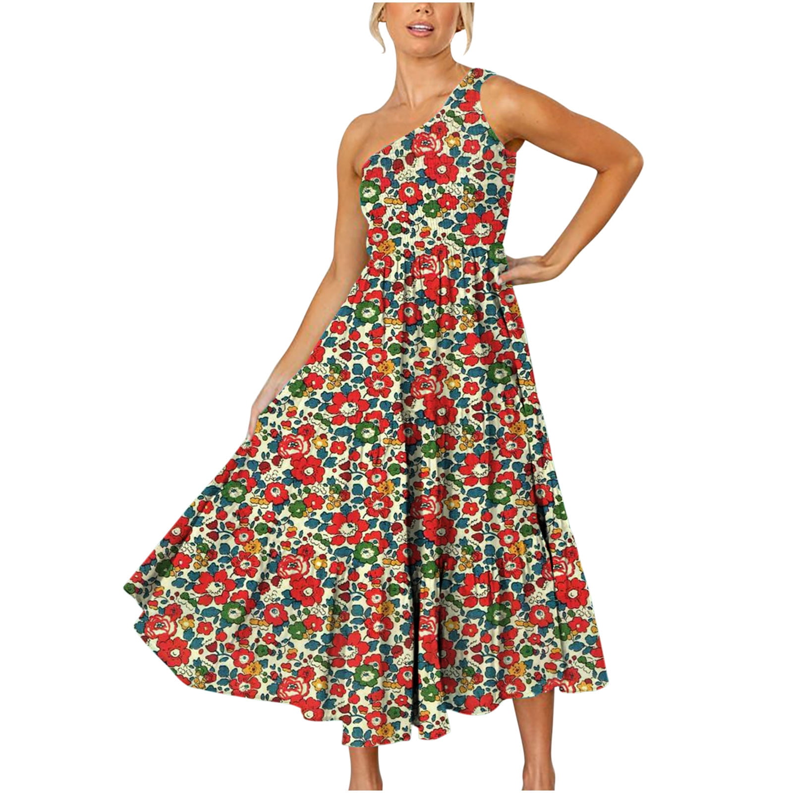 Women Fall Summer Dress Bohemian Flowy 