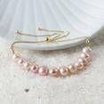 thumbnail image 4 of Pink Pearl 8mm Round Shape Smooth Cut Beads 7 inch Adjustable Gold Plated Clasp Bracelet for men, women, unisex. Link Chain Stacking Bracelet.|LINK_05481, 4 of 5