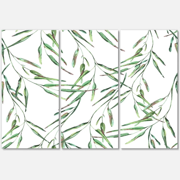 Designart ' Tropical Green Leaves On White In Summer Times II ' Tropical Canvas Wall Art Print