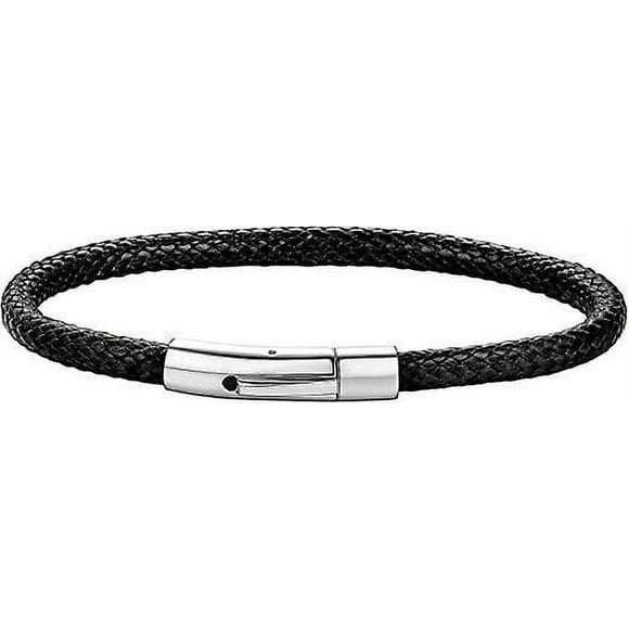 Braided Leather Bracelets For Men Bangle Bracelets, Personalized Mens Leather Bracelet With Custom Beads, 21cm
