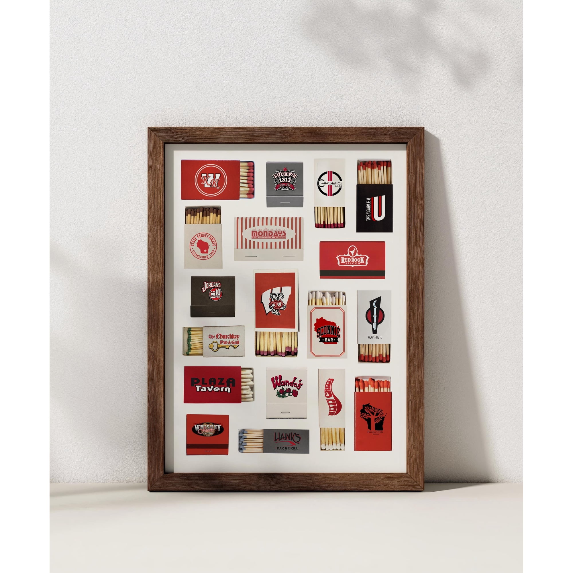 University Of Wisconsin Matchbook Wall Art Wisco Dorm Decor College Matchbox Print Madison Uw Badgers