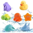 thumbnail image 1 of Juguetes de baño para bebés, 7 piezas de divertidos animales rociadores, juguete de piscina para jugar con agua, juguete para el desarrollo del bebé, juguetes de ducha para niños y niñas, 1 of 5