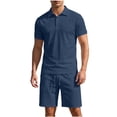 thumbnail image 2 of SOOMLON Mens Beach Outfits Sets Big and Tall Short Sleeve Collared Shirts Drawstring Shorts Lightweight Two Piece Sets, 2 of 8