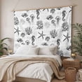 thumbnail image 3 of Gray Coastal Tapestry for Bedroom Wall Hanging Tapestry, Retro Nautical Starfish Coral Jellyfish Ceiling Backdrop Tapestries Poster Blanket Wall Decor for Teens Room Living Room Dorm 55" x 73", 3 of 8
