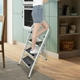 thumbnail image 6 of Folding Camping Step Ladder 3 Step Stool Mini Folding Caravan Steps Kitchen Stool Small Step Ladder, Easy to Store, Anti-slip Mats, Small Compact Step Stool for Adults, Home & Office, Max Load 150kg, 6 of 7
