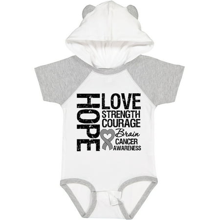 

Inktastic Brain Cancer Hope Love Strength Gift Baby Boy or Baby Girl Bodysuit